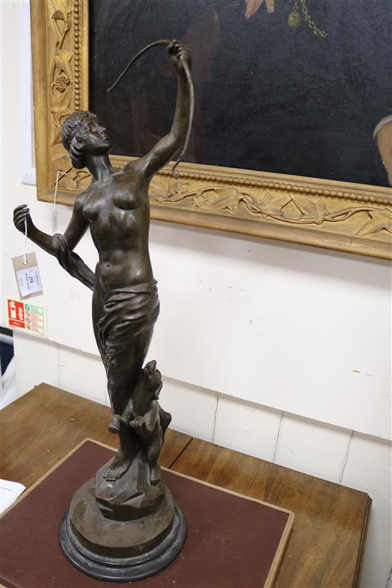 A large bronze figure of Diana The Huntress height 83cm